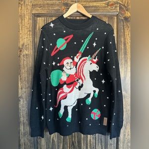 Tipsy Elves | MEN'S SANTA UNICORN UGLY CHRISTMAS SWEATER | M